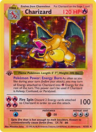 Charizard 004 - Unlimited Holofoil Base Set Shadowless - Holo Rare
