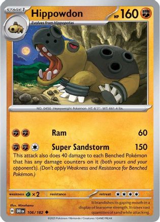 Hippowdon 106/182 - Reverse Holofoil SV10 Destined Rivals - Uncommon
