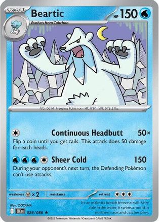 Beartic 026/086 - Reverse Holofoil SV Black Bolt - Rare