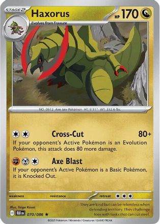 Haxorus 070/086 - Reverse Holofoil SV Black Bolt - Rare