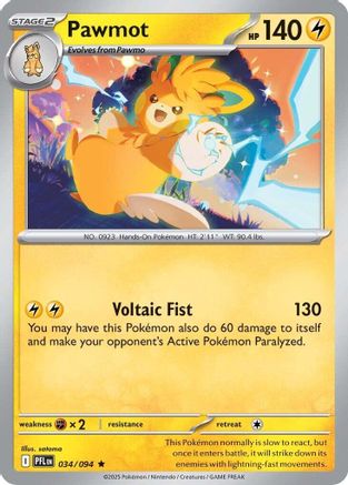 Pawmot 034 - Reverse Holofoil ME02 Phantasmal Flames - Rare