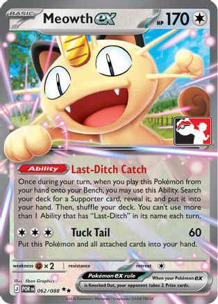 Meowth ex 062/088 - Holofoil Prize Pack Series Cards - Double Rare