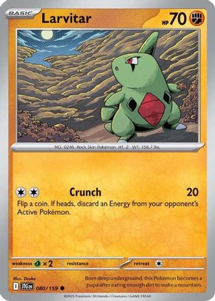 Larvitar 080/159  - Reverse Holofoil SV09 Journey Together - Common